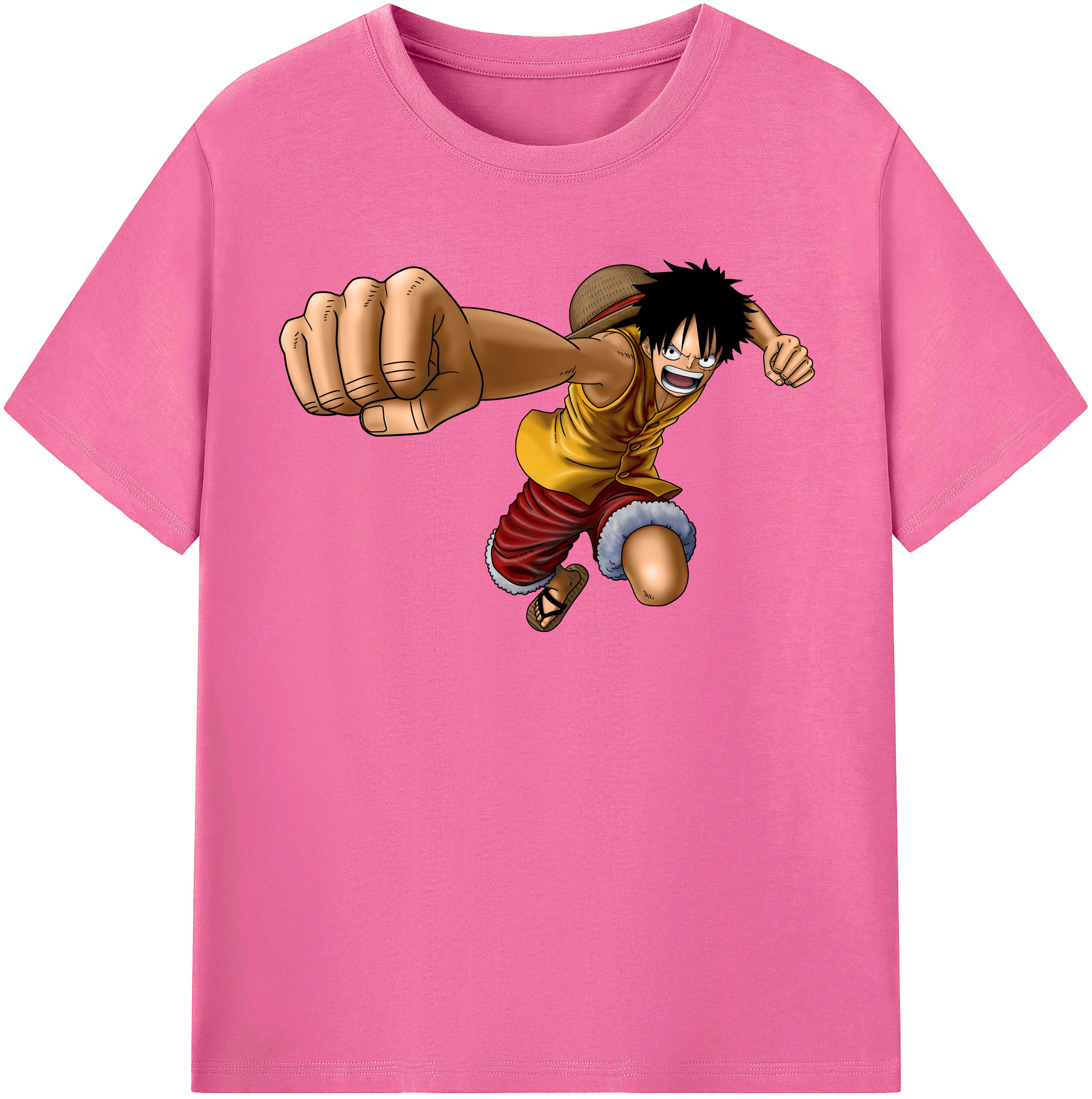 ワンピース モンキー・D・ルフィ ONE PIECE Monkey D. Luffy レディースカジュアルプリントTシャツ（綿100％）